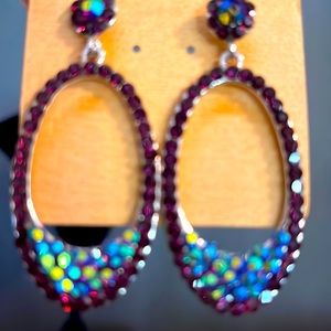 Purple and AB Crystal Hoops pierced